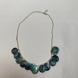 Aqua Round Shell Necklace